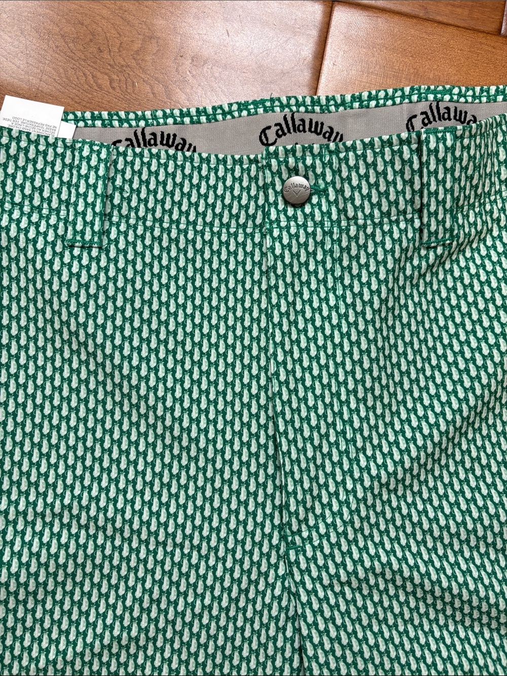 Callaway Green Geo-Print Men’s Flat Front Golf Shorts - Picture 5 of 5
